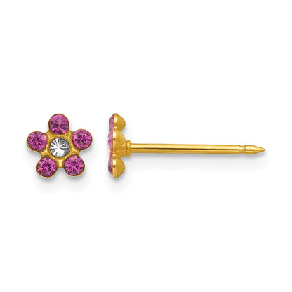 Inverness 14k February Purple Crystal Birthstone Flower Post Piercing Earrings