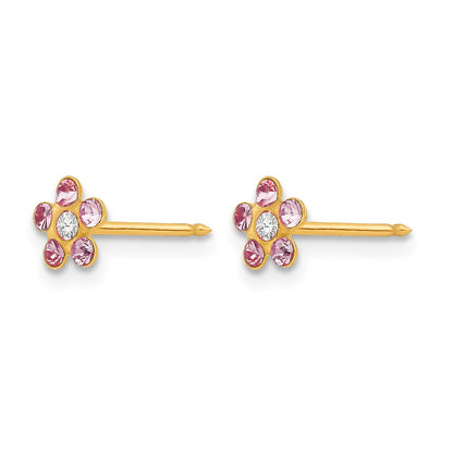 Inverness 14k June Pink Crystal Birthstone Flower Post Piercing Earrings