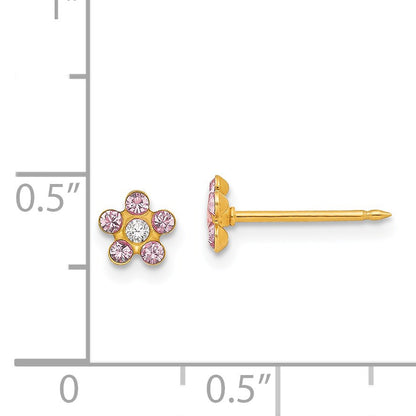 Inverness 14k June Pink Crystal Birthstone Flower Post Piercing Earrings