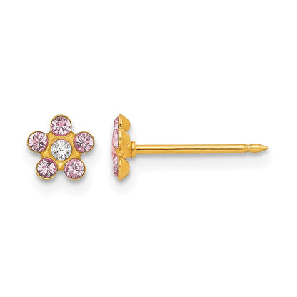 Inverness 14k June Pink Crystal Birthstone Flower Post Piercing Earrings