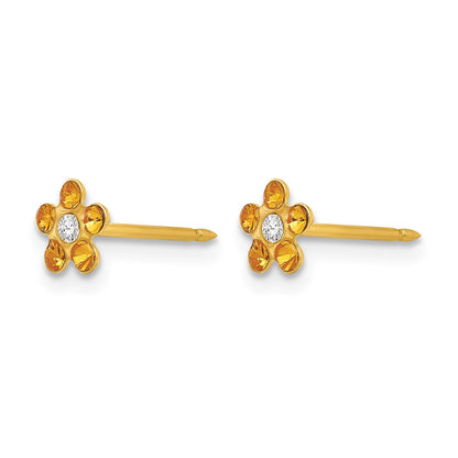 Inverness 14k November Yellow Crystal Birthstone Flower Post Piercing Earrings