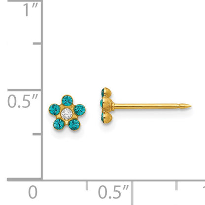 Inverness 14k December Blue Crystal Birthstone Flower Post Piercing Earrings