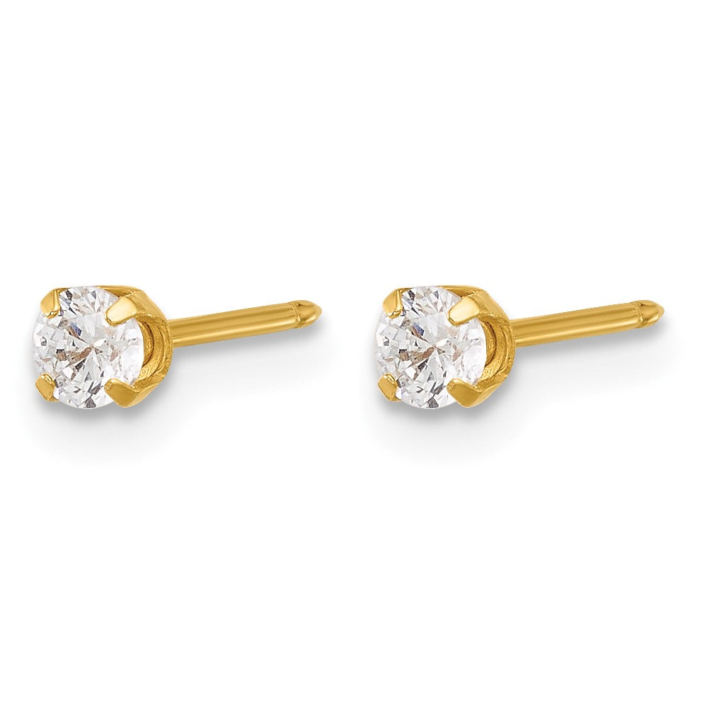 Inverness 14K Polished 3mm CZ Short Post Piercing Earrings
