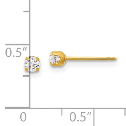 Inverness 14K Polished 3mm CZ Short Post Piercing Earrings