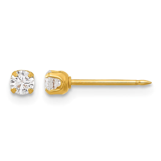 Inverness 14K Polished 3mm CZ Short Post Piercing Earrings