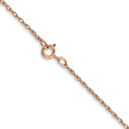 14K Rose Gold 18 inch Carded .7mm Cable Rope with Spring Ring Clasp Chain