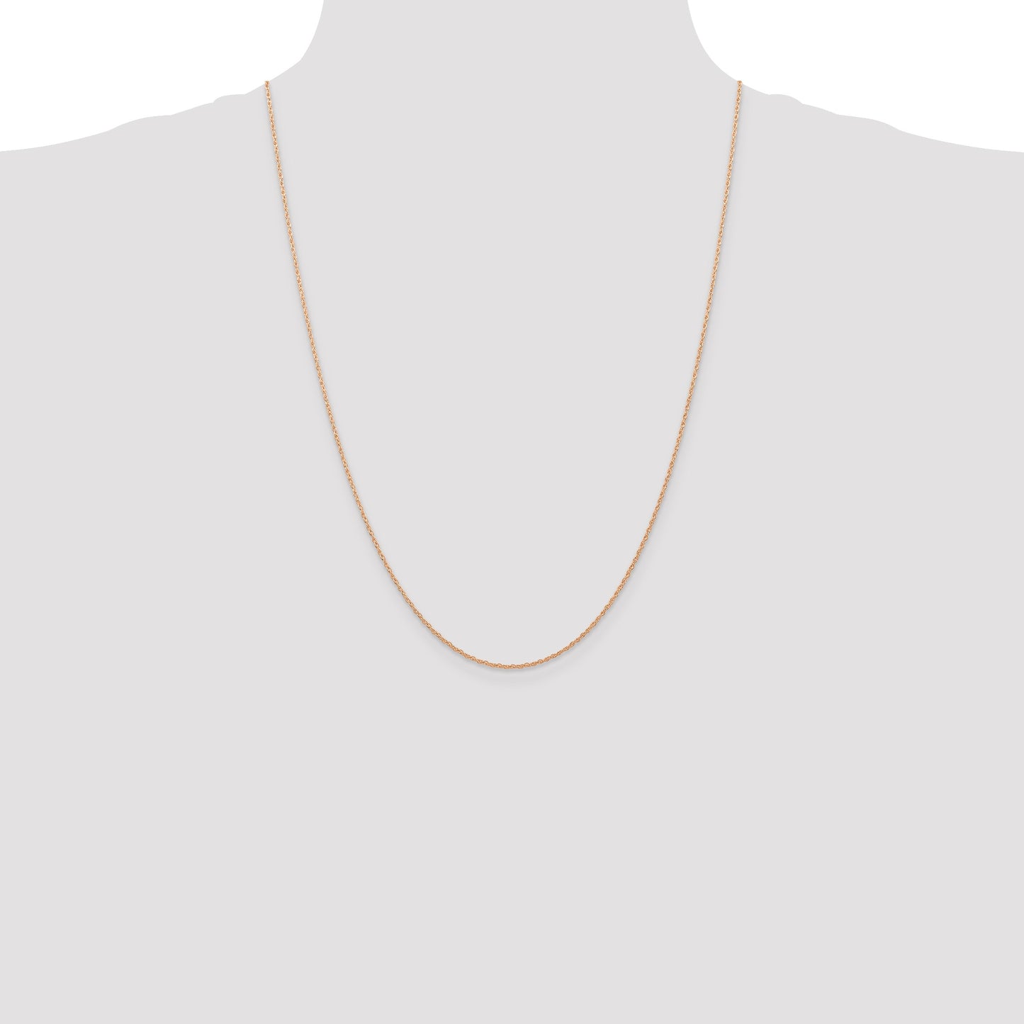 14K Rose Gold 24 inch Carded .7mm Cable Rope with Spring Ring Clasp Chain