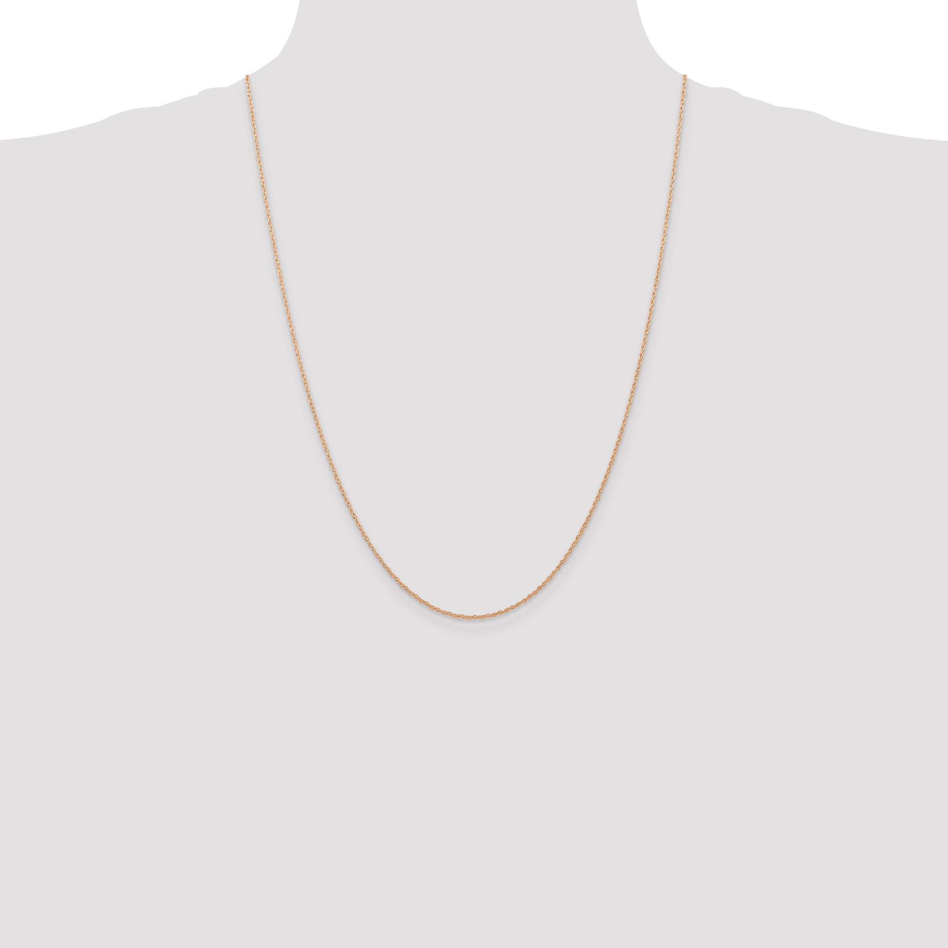 14K Rose Gold 24 inch Carded .7mm Cable Rope with Spring Ring Clasp Chain