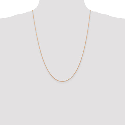 14K Rose Gold 24 inch Carded .7mm Cable Rope with Spring Ring Clasp Chain