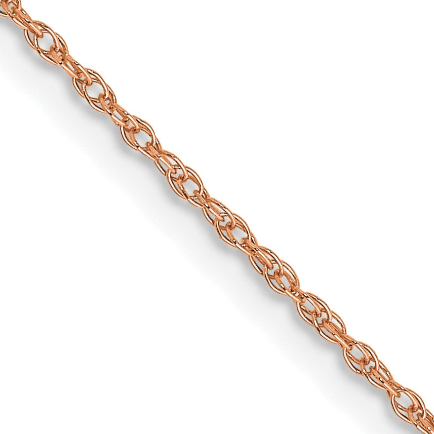 14K Rose Gold 16 inch Carded .7mm Cable Rope with Spring Ring Clasp Chain