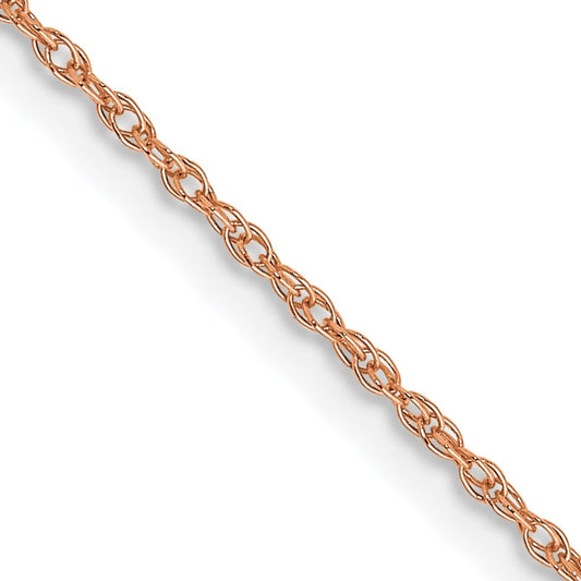 14K Rose Gold 16 inch Carded .7mm Cable Rope with Spring Ring Clasp Chain