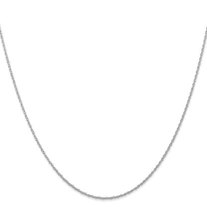 14K White Gold 13 inch Carded .7mm Cable Rope with Spring Ring Clasp Chain