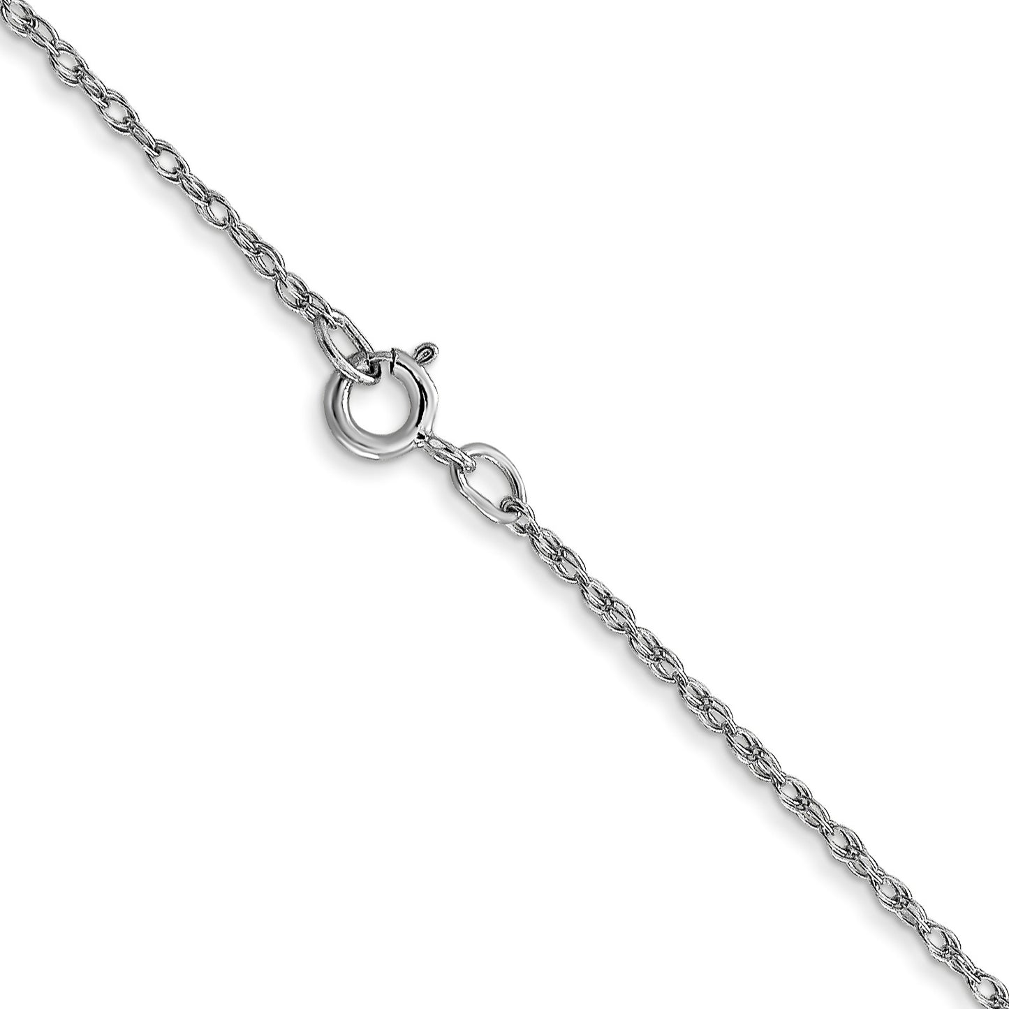 14K White Gold 22 inch Carded .7mm Cable Rope with Spring Ring Clasp Chain