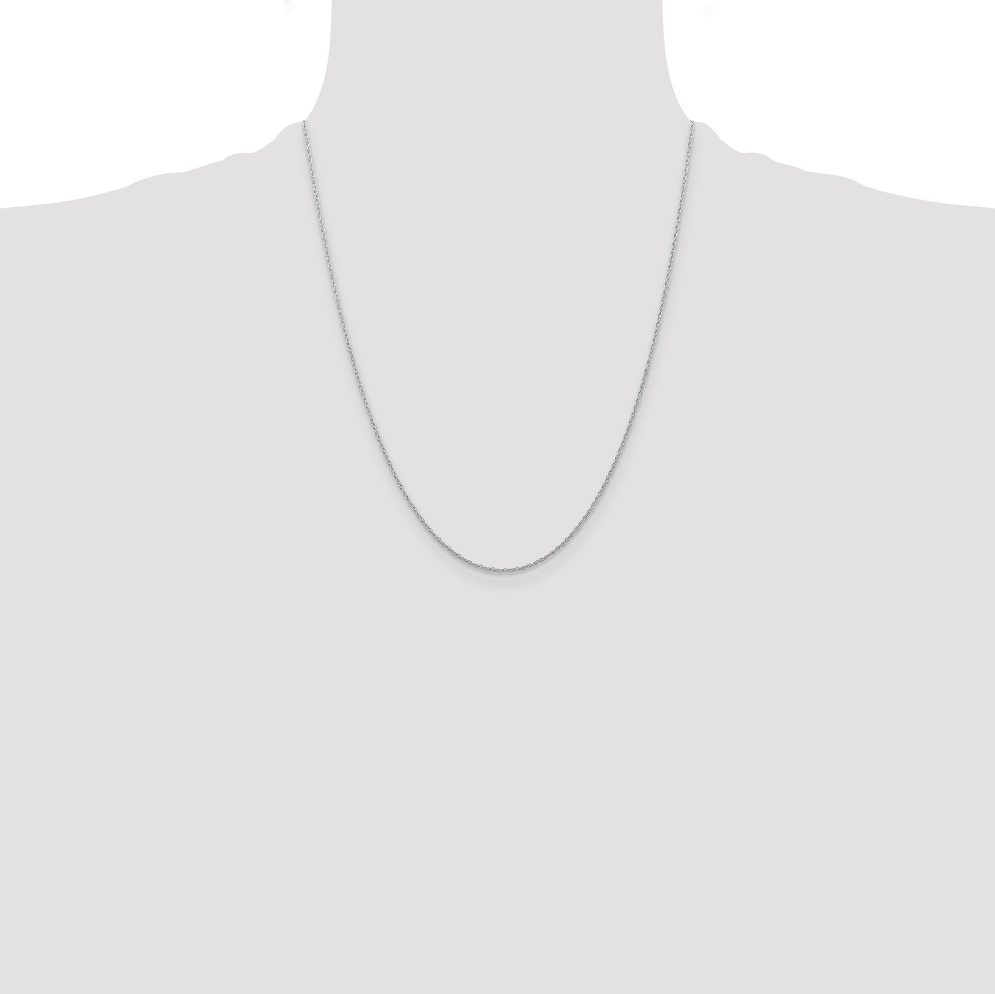 14K White Gold 22 inch Carded .7mm Cable Rope with Spring Ring Clasp Chain