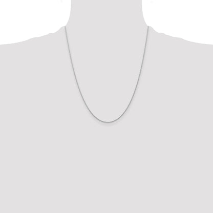 14K White Gold 22 inch Carded .7mm Cable Rope with Spring Ring Clasp Chain