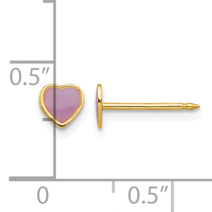 Inverness 14k Epoxy Fill Purple Heart Post Piercing Earrings