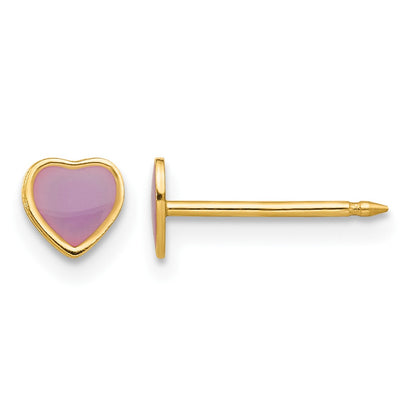 Inverness 14k Epoxy Fill Purple Heart Post Piercing Earrings