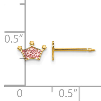 Inverness 14k Epoxy Fill Pink Crown Post Piercing Earrings