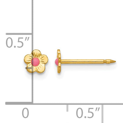 Inverness 14k Epoxy Fill Pink Mini Flower Post Piercing Earrings
