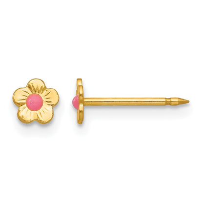 Inverness 14k Epoxy Fill Pink Mini Flower Post Piercing Earrings