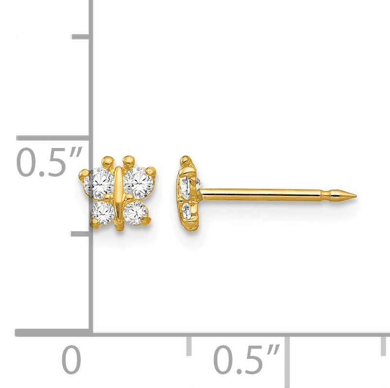 Inverness 14k Butterfly CZ Post Piercing Earrings