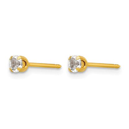 Inverness 24k Gold-plated 3mm April Crystal Birthstone Post Piercing Earrings