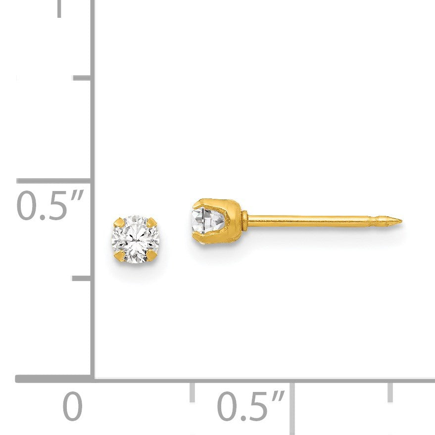 Inverness 24k Gold-plated 3mm April Crystal Birthstone Post Piercing Earrings