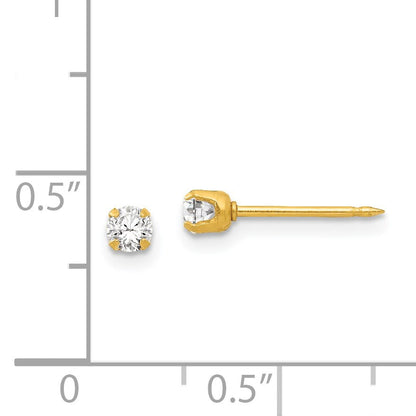 Inverness 24k Gold-plated 3mm April Crystal Birthstone Post Piercing Earrings