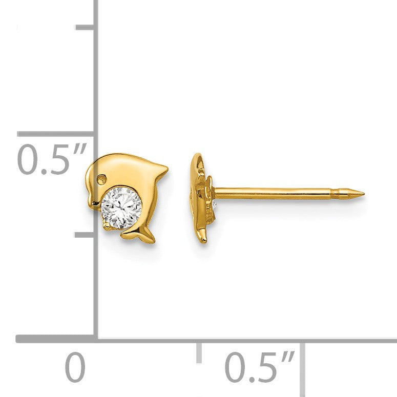 Inverness 14k Dolphin CZ Post Piercing Earrings