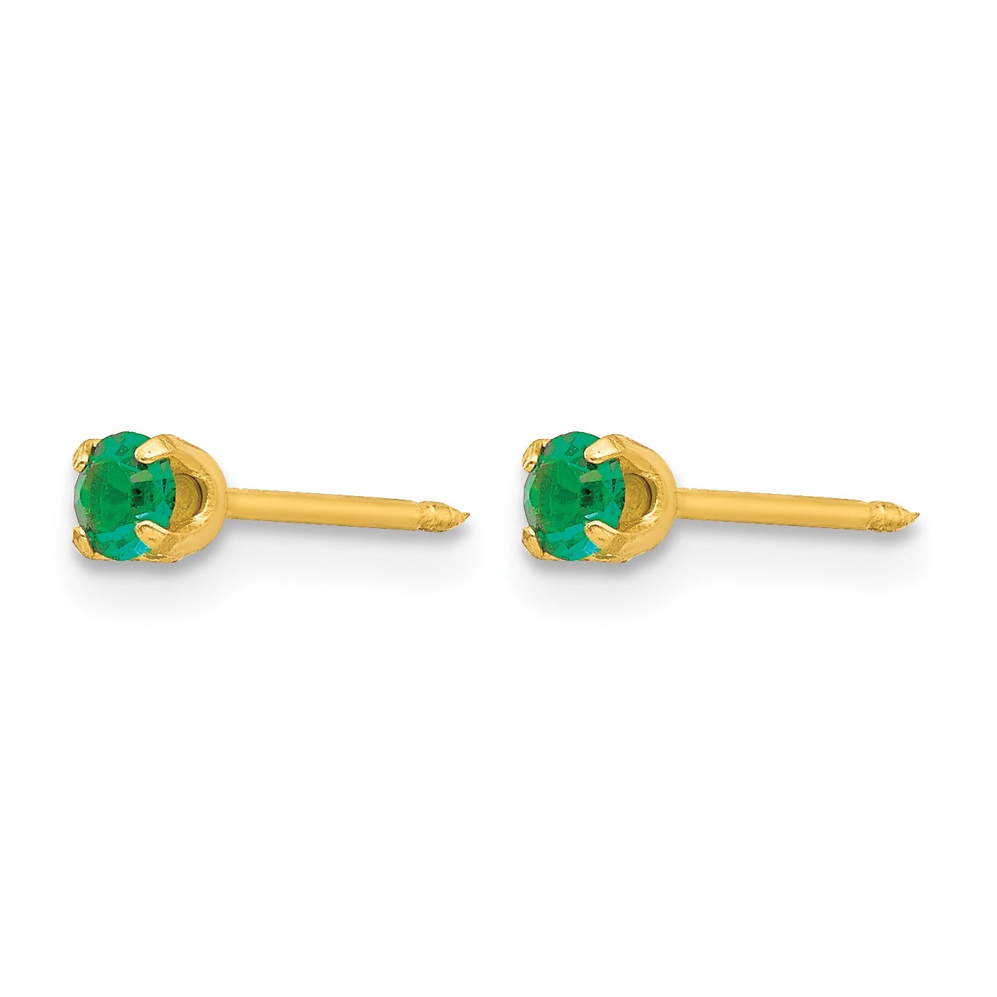 Inverness 24k Gold-plated 3mm May Green Crystal Birthstone Post Piercing Earrings