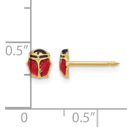 Inverness 14K Polished Red and Black Enameled Ladybug Post Piercing Earrings