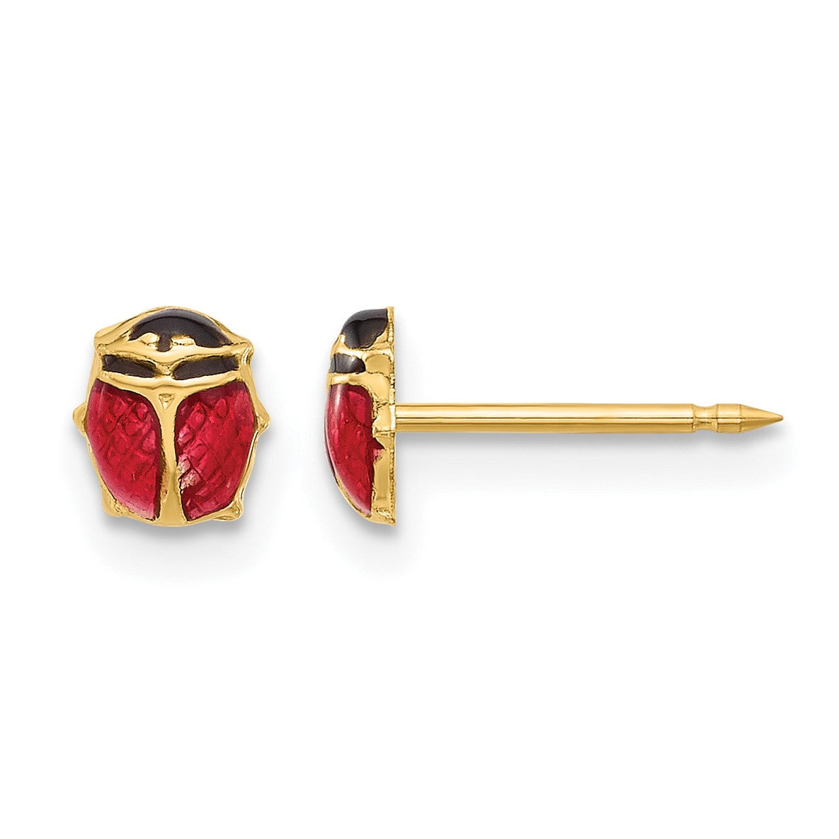 Inverness 14K Polished Red and Black Enameled Ladybug Post Piercing Earrings