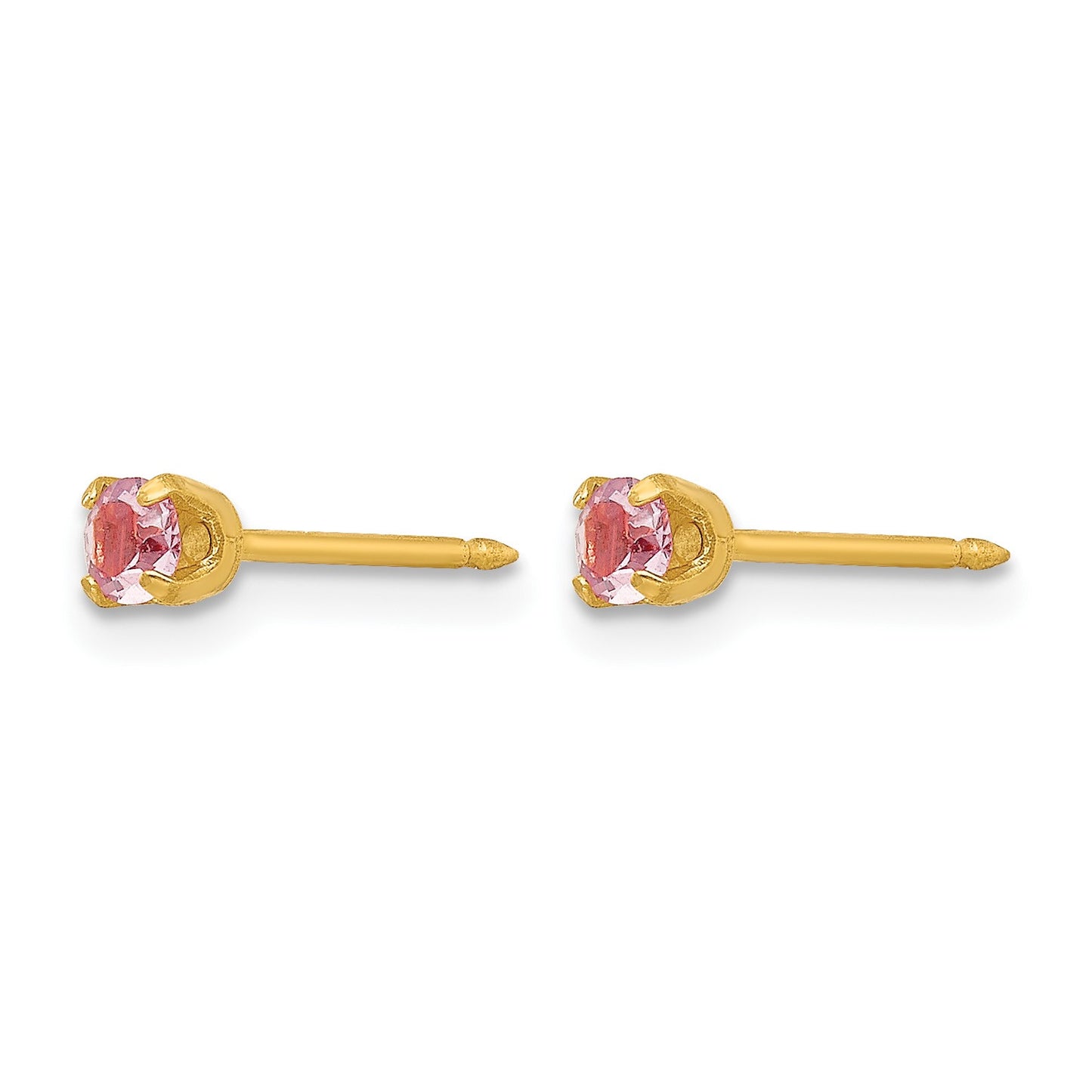 Inverness 24k Gold-plated 3mm June Pink Crystal Birthstone Post Piercing Earrings