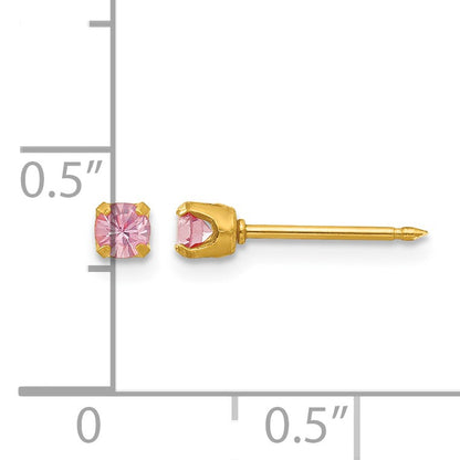 Inverness 24k Gold-plated 3mm June Pink Crystal Birthstone Post Piercing Earrings