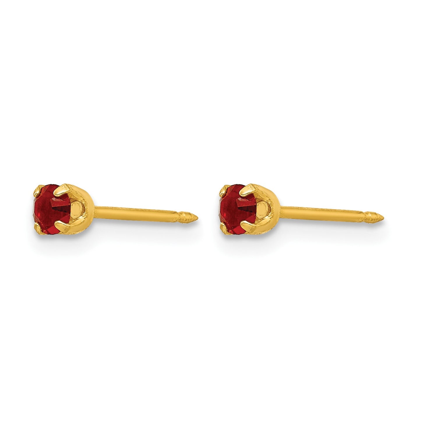 Inverness 24k Gold-plated 3mm July Red Crystal Birthstone Post Piercing Earrings