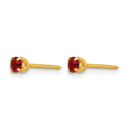 Inverness 24k Gold-plated 3mm July Red Crystal Birthstone Post Piercing Earrings