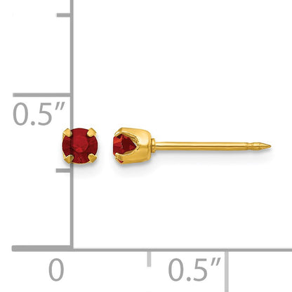 Inverness 24k Gold-plated 3mm July Red Crystal Birthstone Post Piercing Earrings