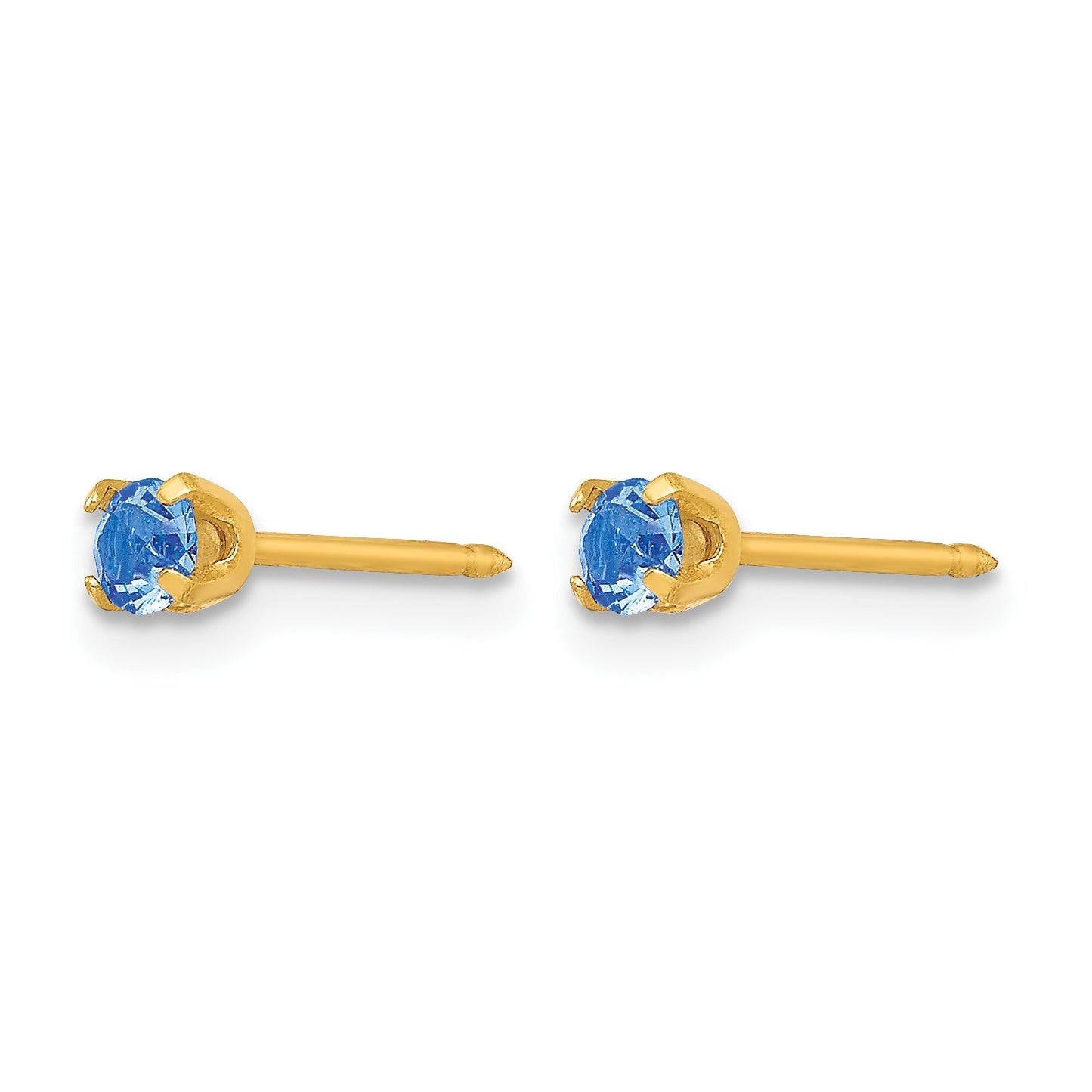 Inverness 24k Gold-plated 3mm September Blue Crystal Birthstone Post Piercing Earrings