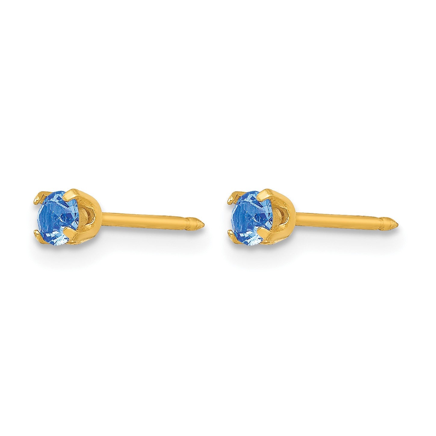 Inverness 24k Gold-plated 3mm September Blue Crystal Birthstone Post Piercing Earrings