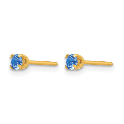 Inverness 24k Gold-plated 3mm September Blue Crystal Birthstone Post Piercing Earrings