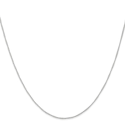 14K White Gold 20 inch Carded .5mm Curb with Spring Ring Clasp Chain