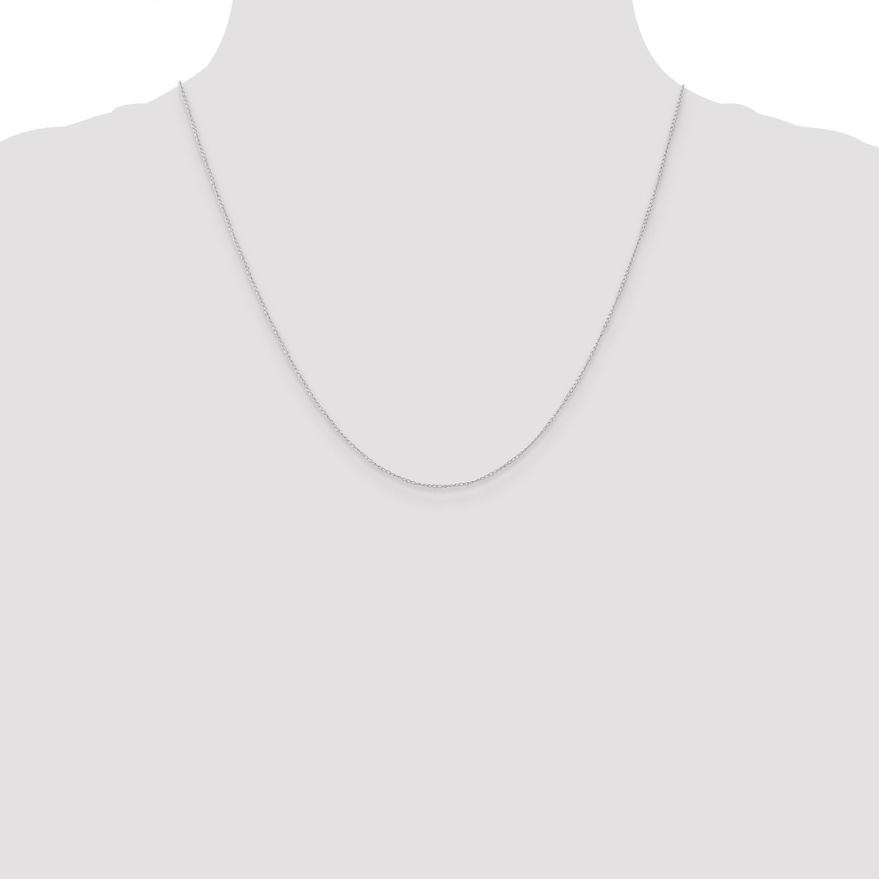 14K White Gold 20 inch Carded .5mm Curb with Spring Ring Clasp Chain