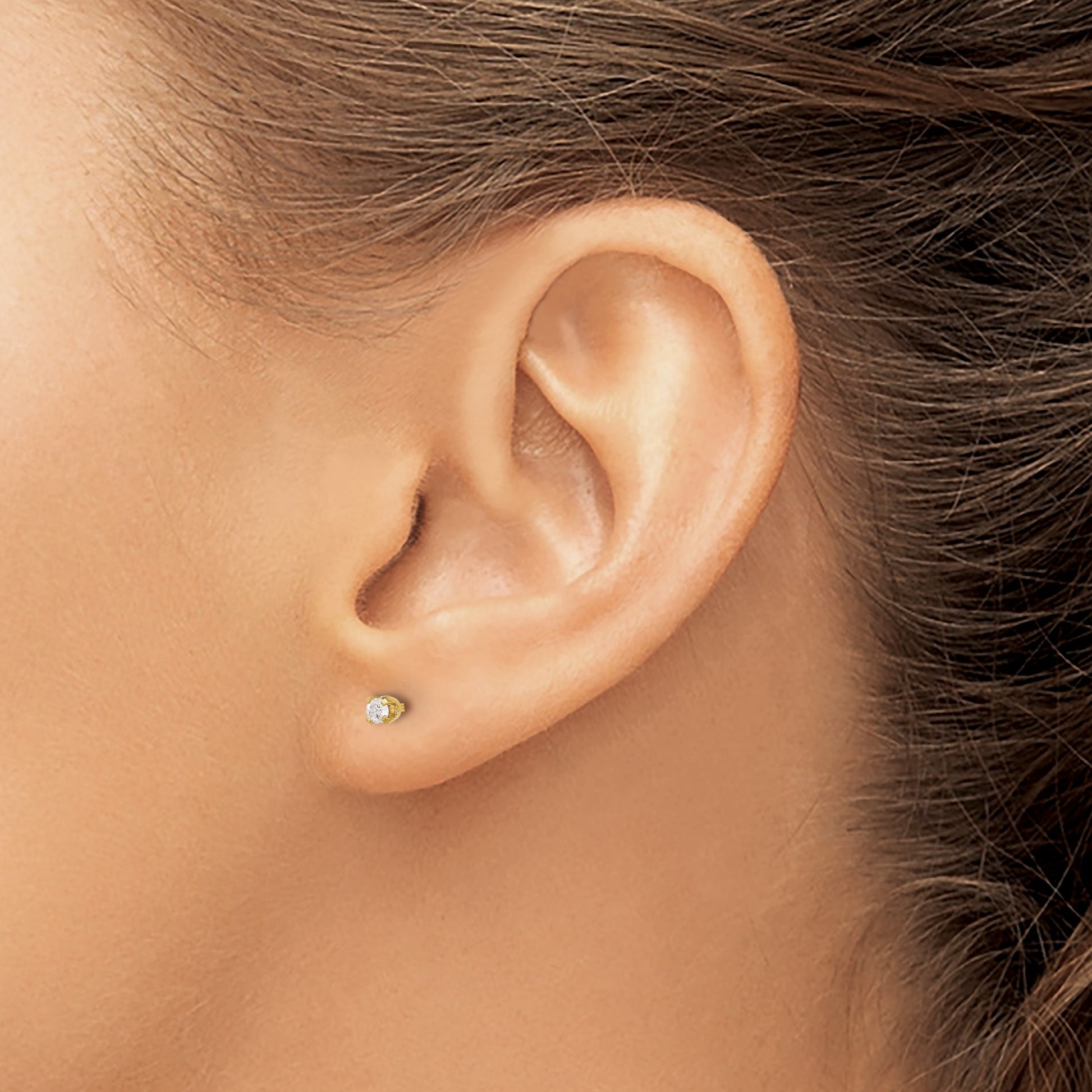 Inverness 14K Polished 2.5mm .10ct Diamond Stud Post Piercing Earrings