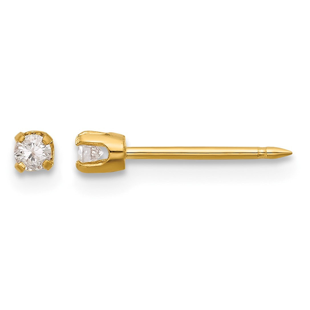 Inverness 14K Polished 2.5mm .10ct Diamond Stud Post Piercing Earrings