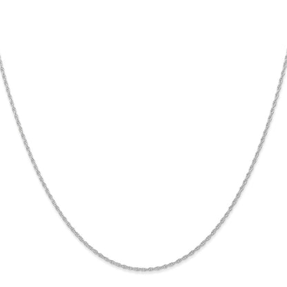 14K White Gold 16 inch Carded .95mm Cable Rope with Spring Ring Clasp Chain