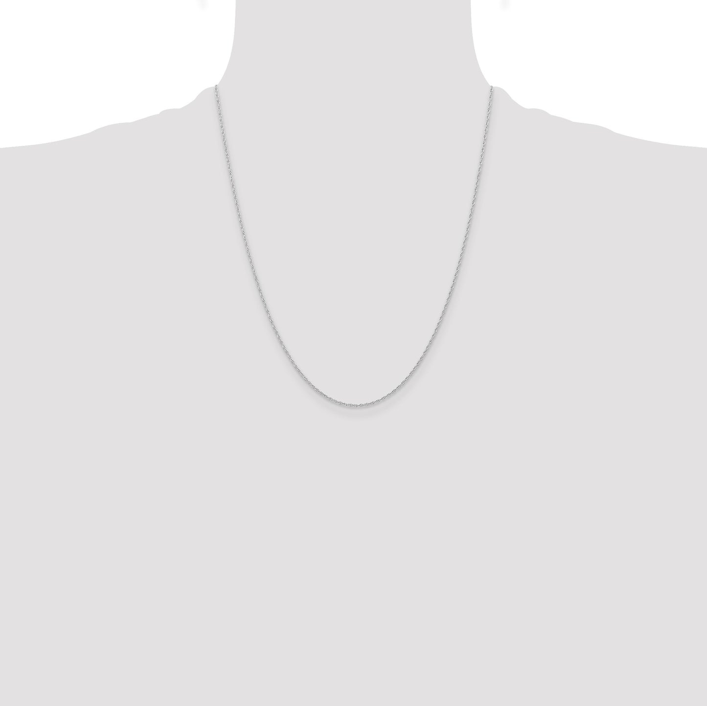 14K White Gold 22 inch Carded .95mm Cable Rope with Spring Ring Clasp Chain