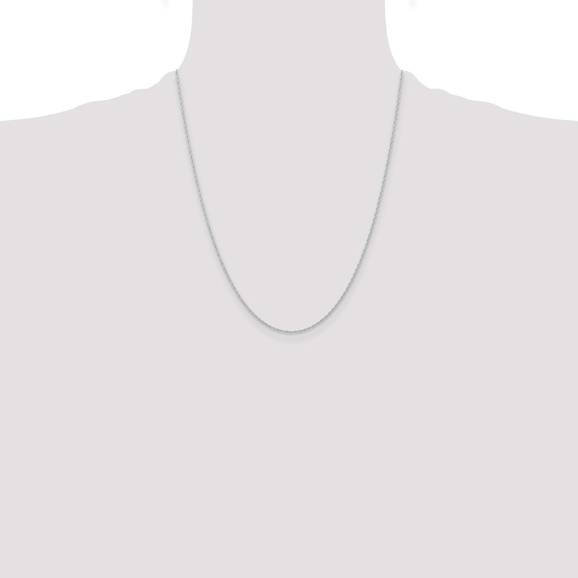 14K White Gold 22 inch Carded .95mm Cable Rope with Spring Ring Clasp Chain