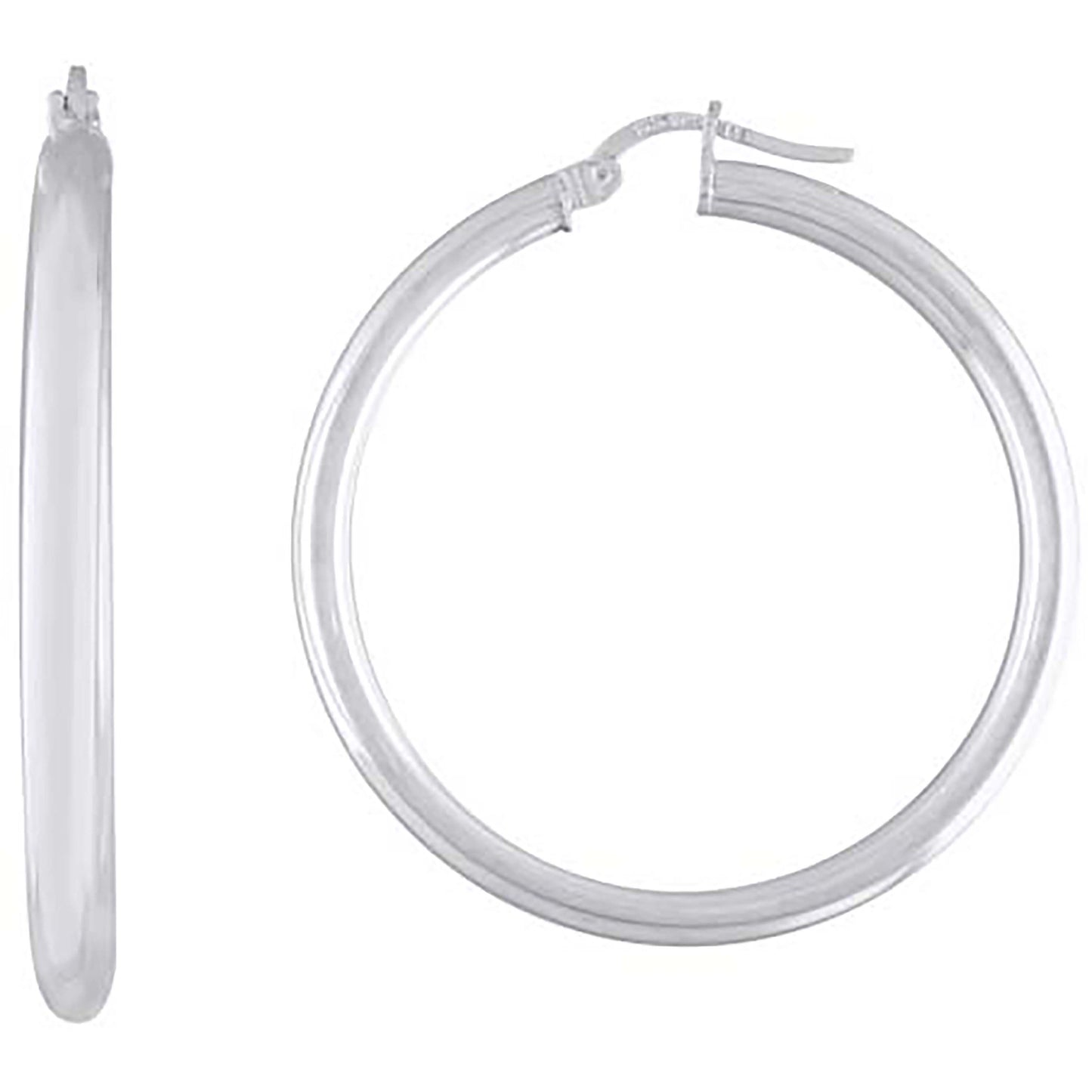 925 Sterling Silver Classic Hoop Earrings 40 x 3mm