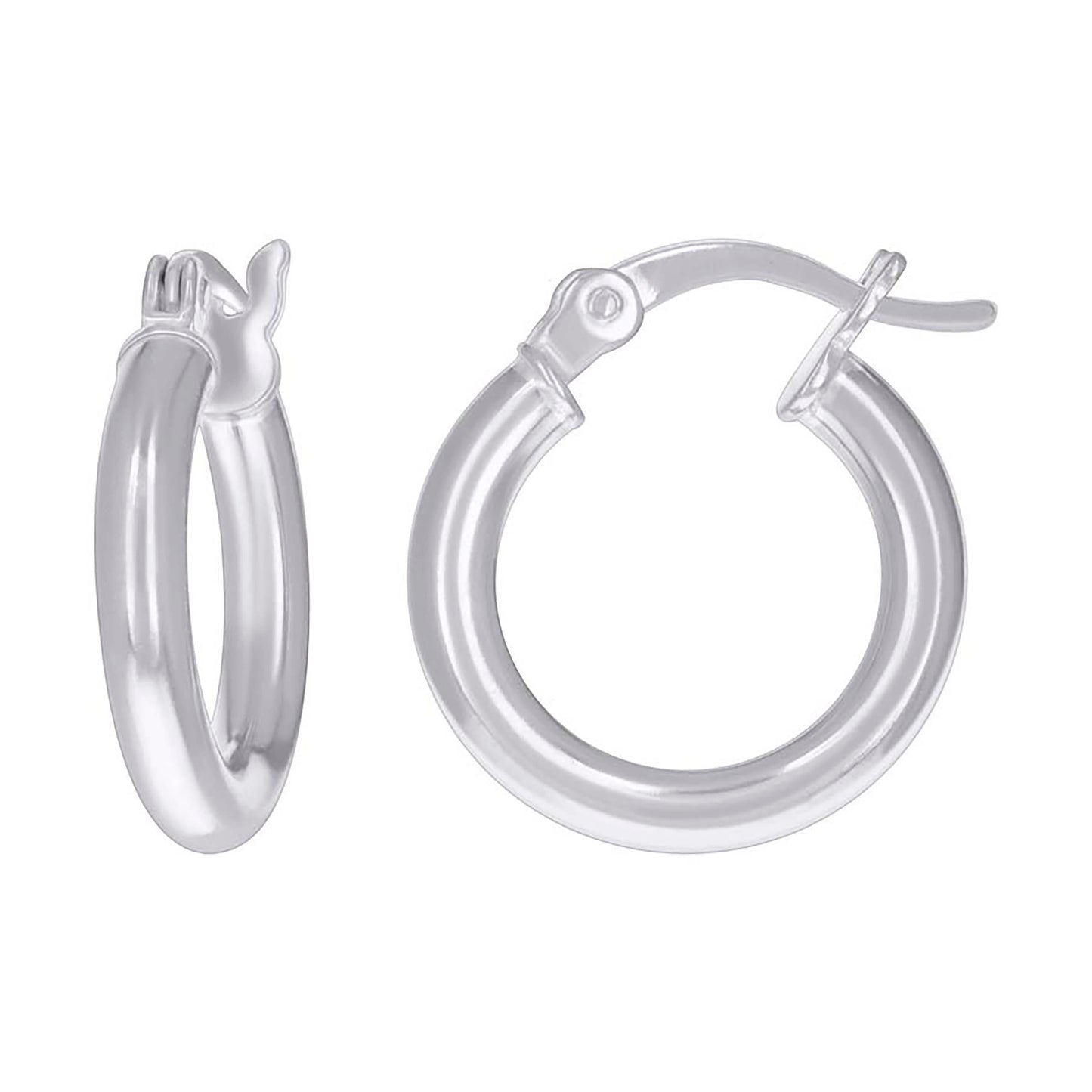 925 Sterling Silver Classic Hoop Earrings 15 x 2.5mm