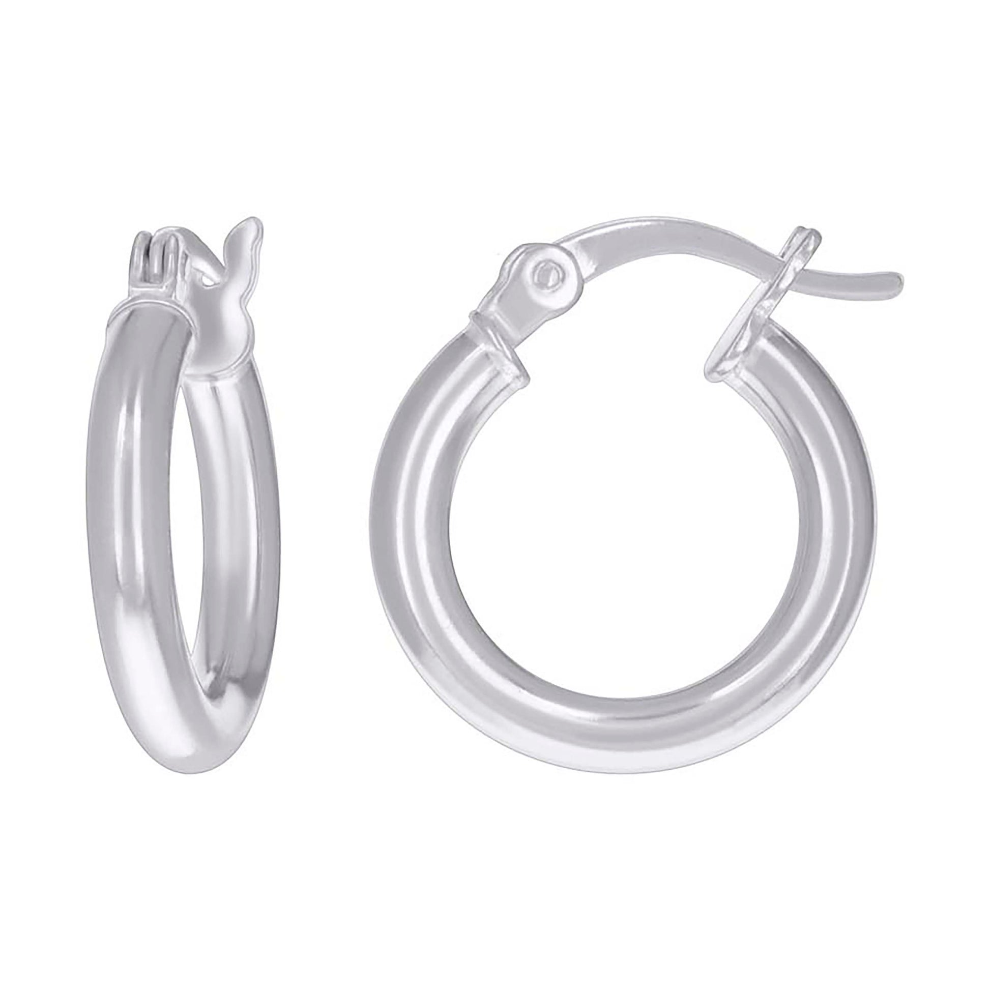 925 Sterling Silver Classic Hoop Earrings 15 x 2.5mm